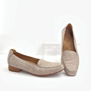 Clarks Artisan Shoes Womens 8.5 Narrow Keesha Luca Beige Tweed Linen Loafers